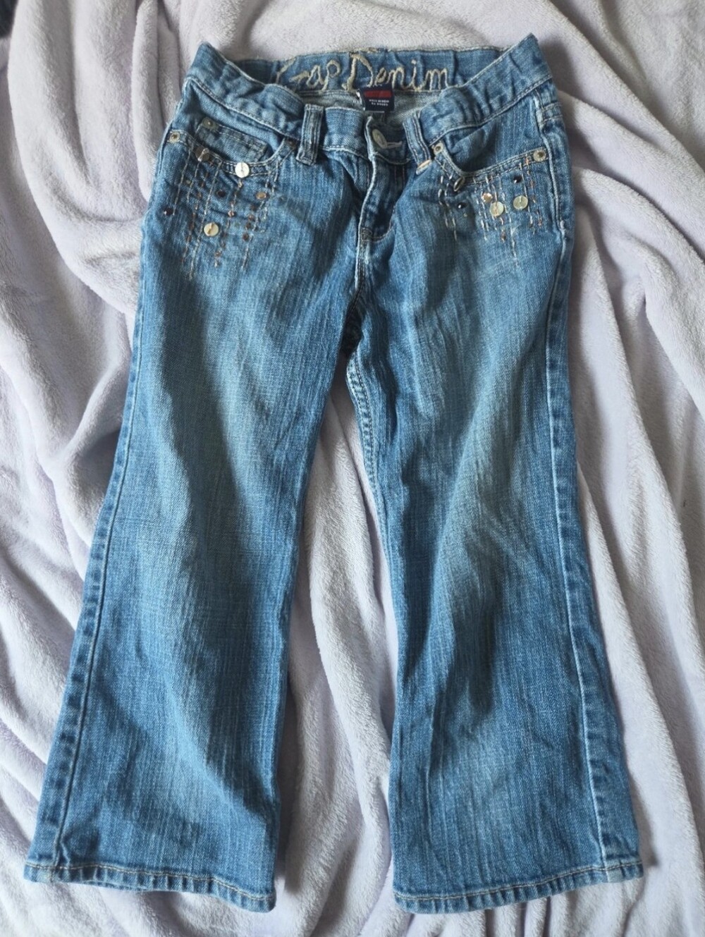 Vintage Gap Kids Girls 8 R Embellished Flare Jeans 2007 Boho
